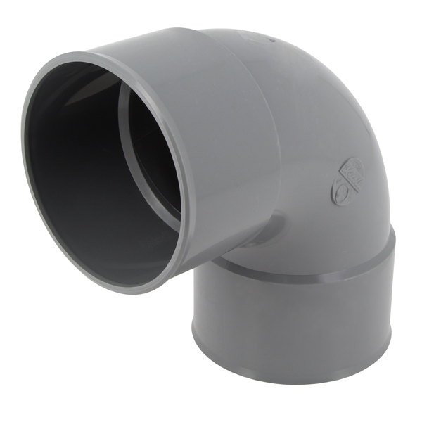 Coude d'évacuation à 87'30° Femelle/Femelle - PVC gris - diamètre 125 mm - Nicoll