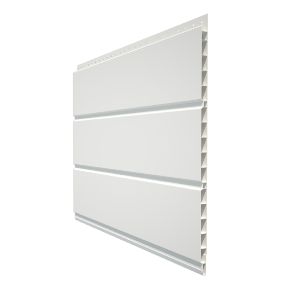 Lambris PVC blanc extérieur - Planchettes pré-percées pour habillage de sous-face - 4,0 m x 300 MM - ép. 10 mm