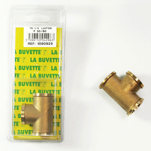 Raccord Té 1/2" de rechange en laiton pour abreuvoir La Buvette modèles F30 - F30A - F60 et BABYLAB