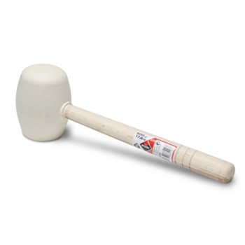 Maillet tête ronde et plate - Rubi - Longueur 33 cm - Manche en bois - Caoutchouc blanc - 500 grammes