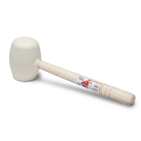 Maillet tête ronde et plate - Rubi - Longueur 33 cm - Manche en bois - Caoutchouc blanc - 500 grammes