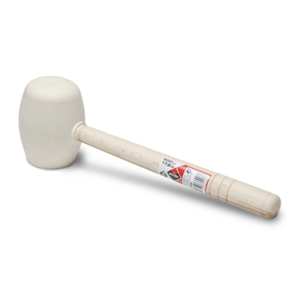 Maillet tête ronde et plate - Rubi - Longueur 33 cm - Manche en bois - Caoutchouc blanc - 500 grammes