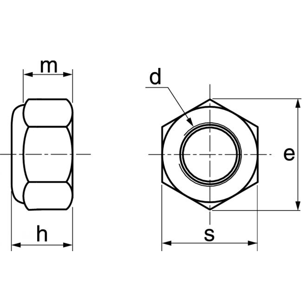 Ecrou hexagonal indesserable (frein) din985 inox A4 M08 - boîte de 200