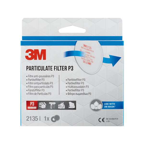 Filtre antipoussière particules solides et liquides P3R 3M - Fixation baïonnette - Lot de 2