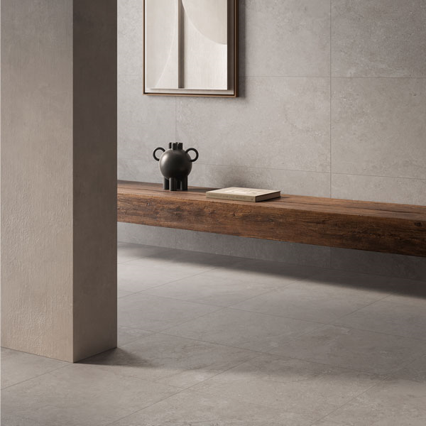 Carrelage intérieur effet pierre en grès cérame rectifié - Framework Stone GRIP - 60 x 60 cm - ép. 8,2 mm - Dust