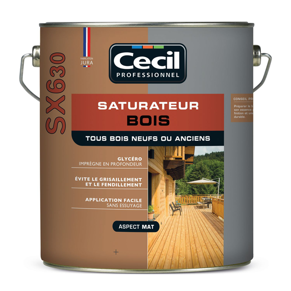 Saturateur bois SX630 Cecil - tous bois et tous supports - Naturel aspect mat - 5 litres