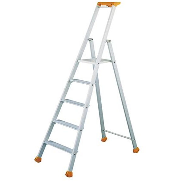 Escabeau 5 marches - MP PRO Tubesca - Hauteur d'accès 3,10 m Hauteur plateau 1,10 m - Alu anodisé