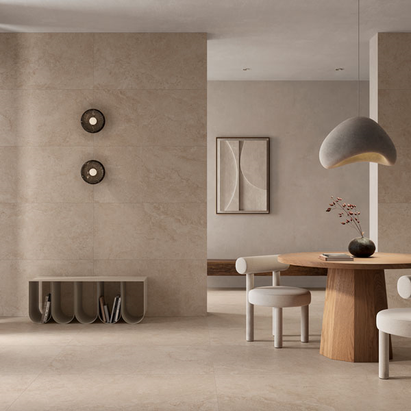 Carrelage intérieur effet pierre en grès cérame rectifié - Framework Stone GRIP - 60 x 60 cm - ép. 8,2 mm - Beige