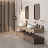 Faïence murale effet béton Amira Curve - 20,0 cm x 60,0 cm - ép. 8,80 mm - coloris Beige