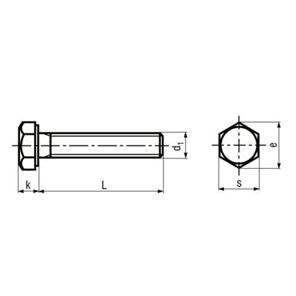 Vis métaux tête hexagonale filetage total acier zingué-bleu 8.8 DIN 933 M10x25mm - Boîte de 100