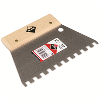 Peigne colle acier carreleur - Denture carrée 8x8 mm Rubi - Lame large 18 cm - Manche en bois