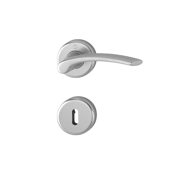 Ensemble sur rosace clé en L Ibiza Hoppe aluminium chromé - porte de 31 - 42 mm carré 7 mm