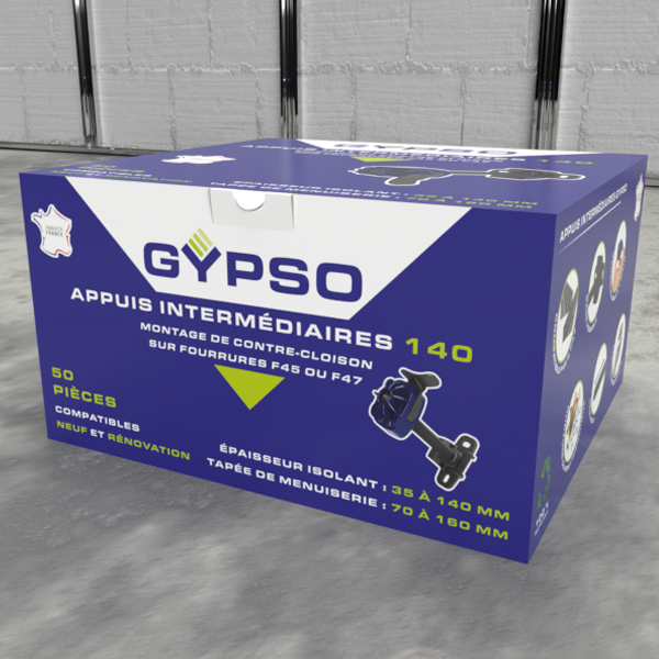 Appui intermédiaire réglable Gypso 140 pour fourrure F45 ou F47 - isolant de 35 à 140 MM - boîte de 50