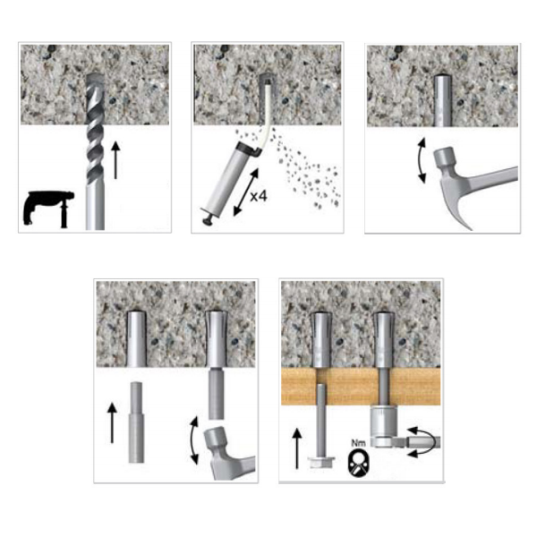 Cheville à frapper EDIA en métal M6 x 25 mm pour béton - Lot de 100