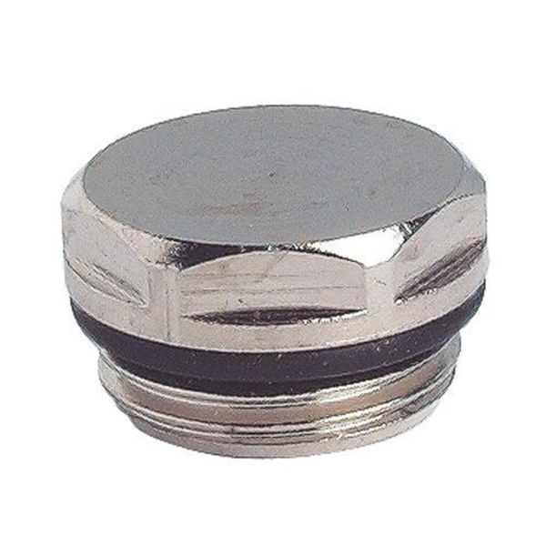 Bouchon plein laiton nickelé mâle 1/2" auto-étanche