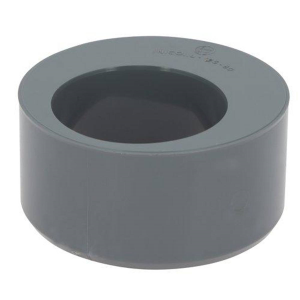 Tampon de réduction simple mâle femelle à coller - Nicoll - Ø 125/80 mm - PVC Gris