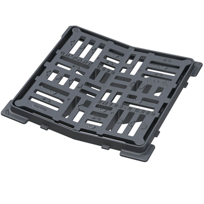 Grille carrée concave en fonte PMR C250 avec cadre - ouverture libre 750,0 mm x 750,0 mm