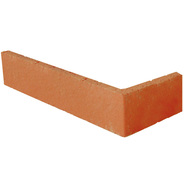 Plaquette d'angle de parement mural en terre cuite lisse Terreal PL12 Rouge orangé - 22 CM x 10,5 CM x 14 / 50 MM