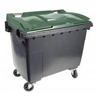 Conteneur Sulo Citybac en PEHD bac gris couvercle vert - 4 roues - capacité 660 litres