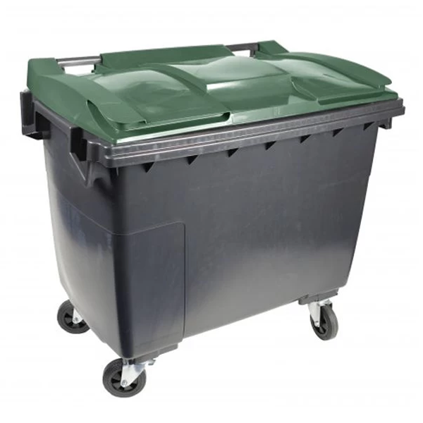Conteneur Sulo Citybac en PEHD bac gris couvercle vert - 4 roues - capacité 660 litres