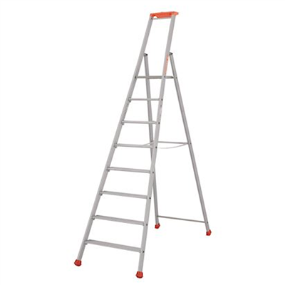 Escabeau 8 marches - MP PRO Tubesca - Hauteur d'accès 3,76 m Hauteur plateau 1,76 m - Alu anodisé
