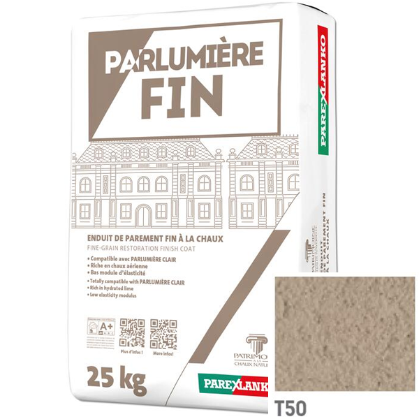 Enduit de parement à la chaux à grain fin Parexlanko Parlumière - T50 Terre sable - Sac de 25 KG