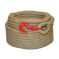 Corde à poulie en polypropylène avec crochet de sécurité - Ø 20 mm - Longueur 40 m - Beige