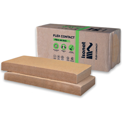 Panneau fibre de bois Isonat Flex 40 - isolation par l'intérieur - R = 5,25 m².K/W - 1,22 M x 0,58 M - ép. 200,00 MM