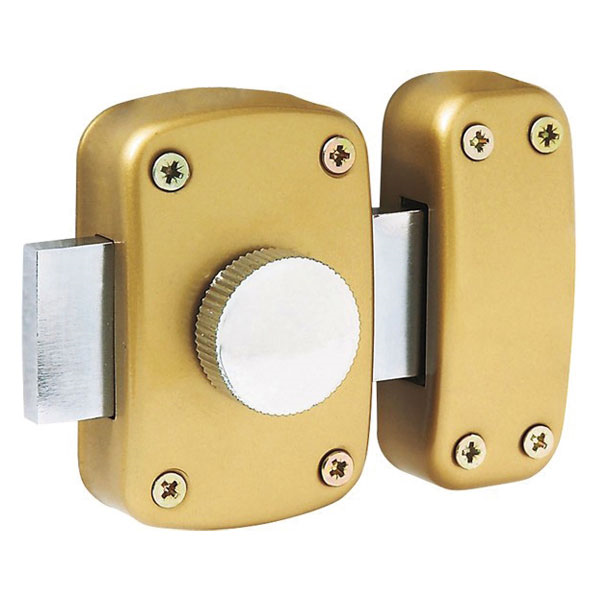 Verrou de porte à bouton avec cylindre européen 40 mm - BASIK Abus Bronze - avec visserie, 3 clés et collerette de finition