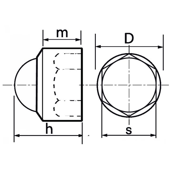 Cache écrou hexagonal - Diamètre M16 - Polyéthylène - Coloris noir - Boîte de 50