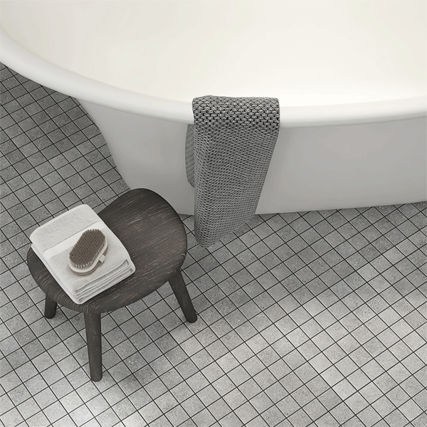 Carrelage mosaïque en céramique effet Béton - 5 x 5 cm - plaque de 30 x 30 cm - Gris