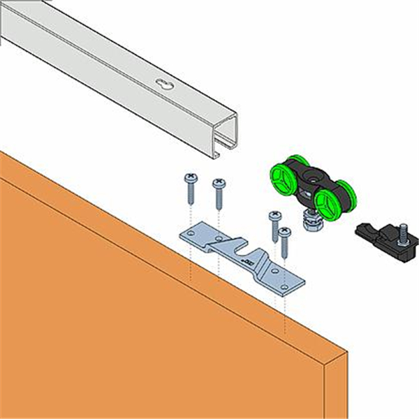 Kit coulissant pour porte - Rail aluminium 1,90 m + 2 montures MA40B 40 kg avec platines + Accessoires de montage