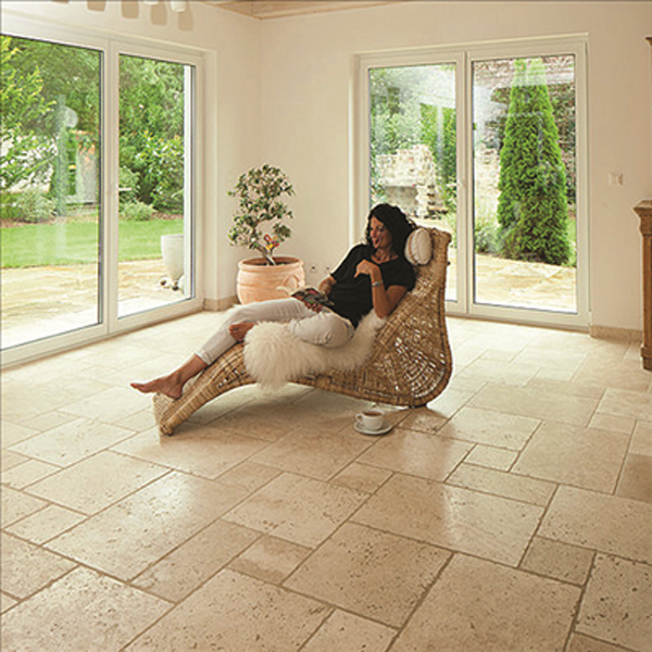 Plinthe Travertin en pierre naturelle - coloris Light mix - 40,6 CM x 8,0 CM