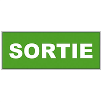 Panneau "Sortie" autocollant - Longueur 320 mm - Largeur 120 mm - PVC - Vert et blanc