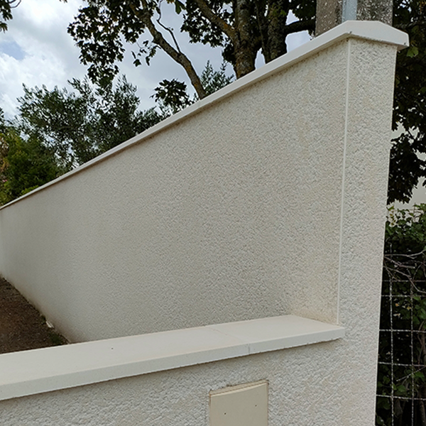 Chapeau de mur lisse à 2 pente en béton - Fabemi - 50,0 cm x 30,0 cm - ép. 5,70 cm - Blanc