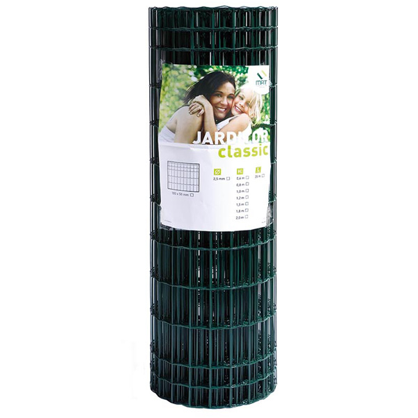 Grillage souple vert 6005 - Jarditor Classic - fil Ø2,50 mm galvanisé et plastifié - maille 100 x 50 mm - 25,00 M x 1,00 M