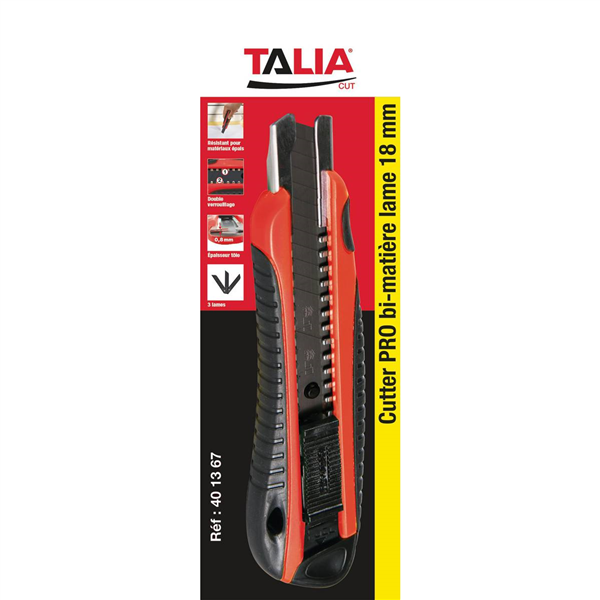 CUTTER PRO BI-MATIERE (LAME 18 MM SK2) (BLISTER)