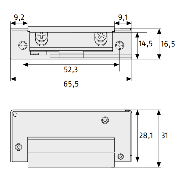 Gâche électrique réversible Abus ET75 à contact stationnaire sans décondamnation manuelle - 9 à 12 V AC ou DC