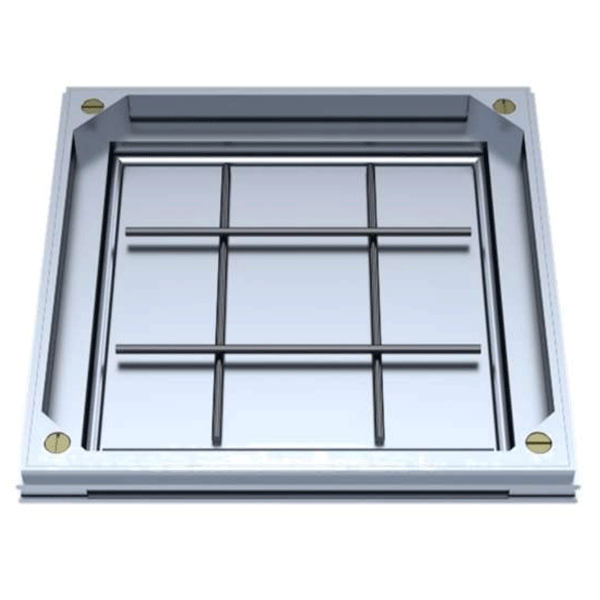 Tampon à remplir de béton ou à paver en aluminium - SOCOLIM TSAD30.55 - Double joint - 420,0 mm x 420,0 mm