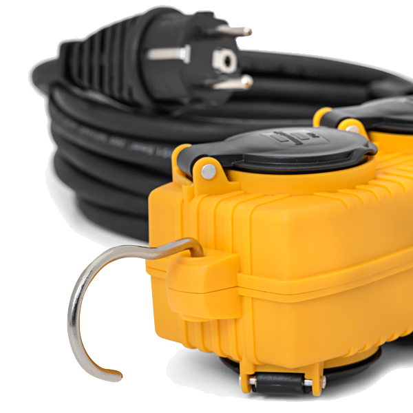 Rallonge électrique Brennestuhl câble de 5,0 M H07RN-F 3G2,5 avec Powerblock 4 prises à clapet IP44