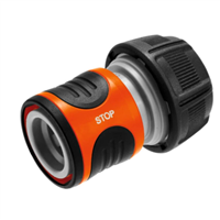 Raccord rapide stop plastique pour tuyau arrosage Fitt - Diamètre 15 mm - Mono-matière - Noir