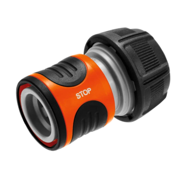 Raccord rapide stop plastique pour tuyau arrosage Fitt - Diamètre 15 mm - Mono-matière - Noir