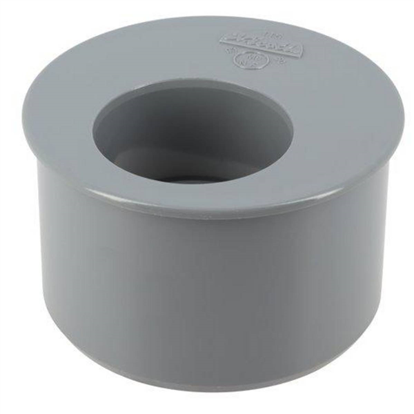 Tampon de réduction simple à coller - Mâle / femelle - Ø 93 / 50 mm - PVC - Gris