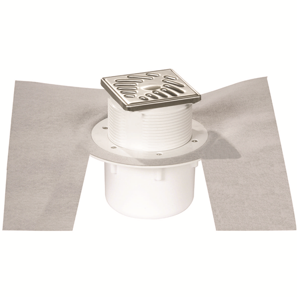 Siphon PVC pour sol carrelé Diam. 50/63 mm avec grille et cadre inox 304 - Sortie ver
