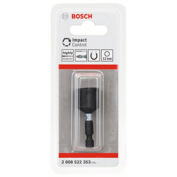 Douille magnétique Impact Control Bosch 6 pans 1/4" côte sur plats 13 mm