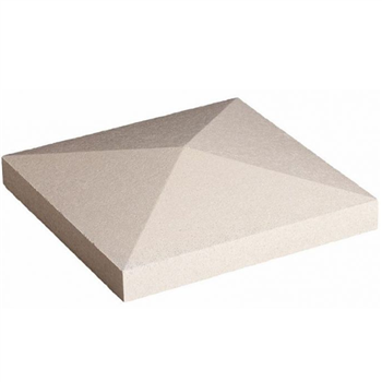 Chapeau de pilier à pointe de diamant en béton décoratif - Blanc - 40,0 CM x 40,0 CM x 9,00 CM