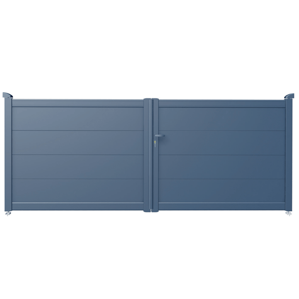 Portail Alu sur mesure Thélus CT 103 - Battant ou coulissant et motorisable - Plein avec remplissage horizontal 290 x 20 mm