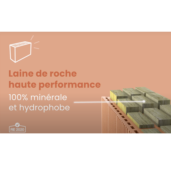 Brique poteau Isobric avec isolant en laine de roche - RC80 - R = 2,00 m².K/W - 450,0 MM x 200 MM x 299,0 MM