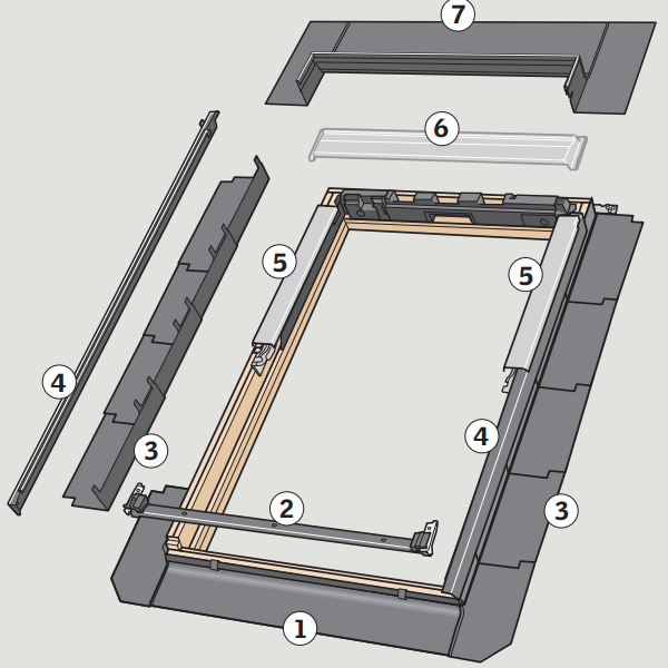 Raccord de rénovation sur ardoise Velux EL6000 avec isolant pour fenêtre de toit CK02 de 55,0 CM x 78,0 CM