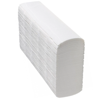 Essuie-mains plié en Z blanc en pure ouate de cellulose - 21,6 x 23 cm - paquet de 25 cartouches de 150 formats